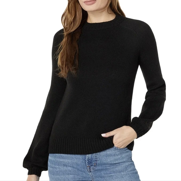 NWT Smartwool Cozy Lodge Bell Sleeve Black Wool Sweater Size Medium - Picture 1 of 8